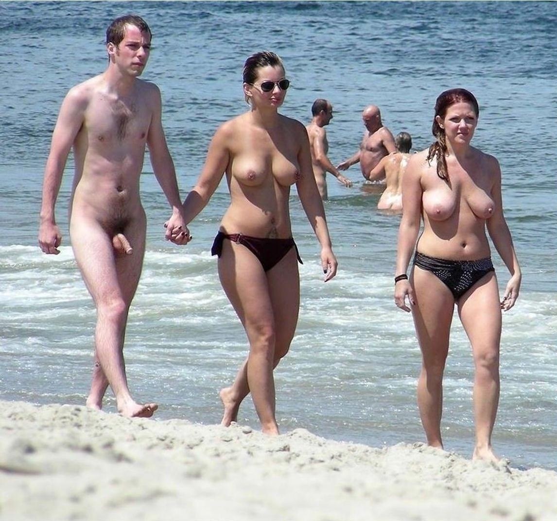 Nude friends at beach